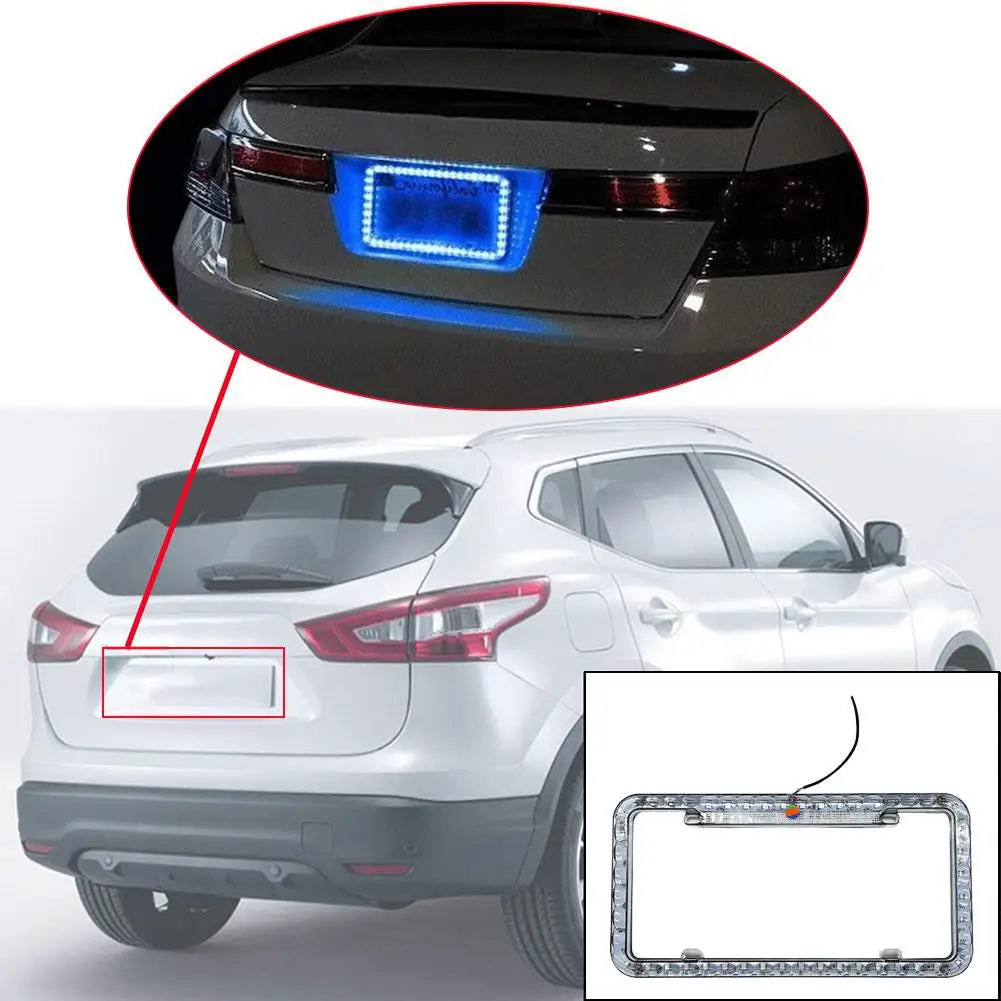 LED License Plate Frame Light 12V Car Rear License Plate Frame LED Lights With Multiple Light Modes Auto Accessries