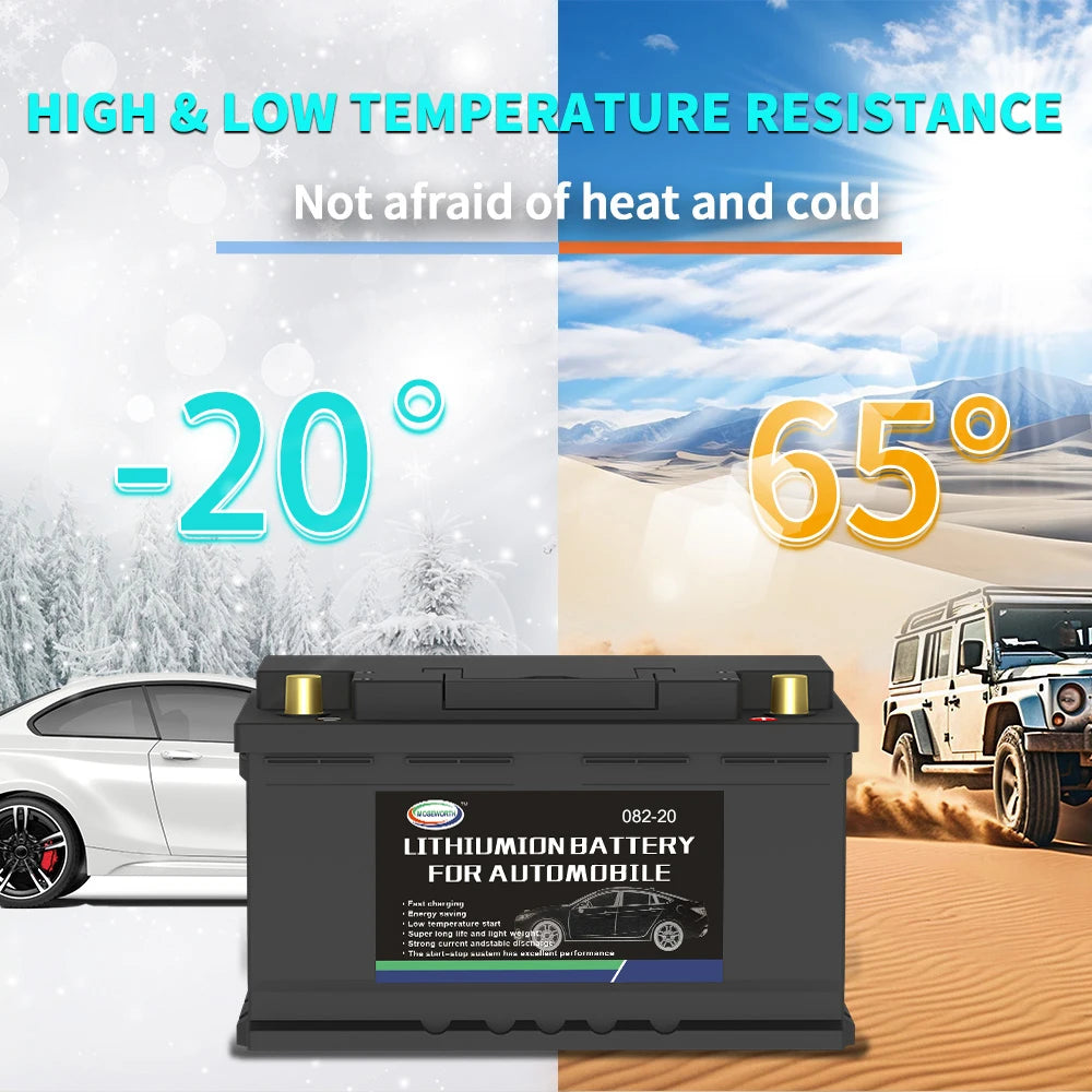 LiFePO4 Car Battery Built in BMS 70Ah 82Ah 100Ah 120Ah CCA 1300 1600 1900 2300A Car Jump Starter Lithium Iron Battery for RV Van