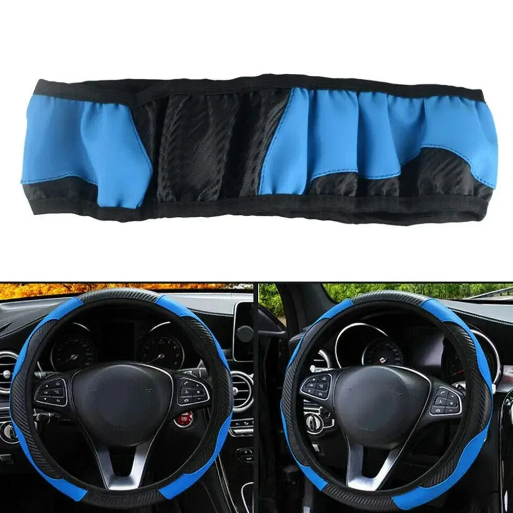 Car Steering Wheel Cover Breathable Anti Slip PU Leather Steering Covers Suitable 37-38.5cm Auto Decoration Carbon Fiber
