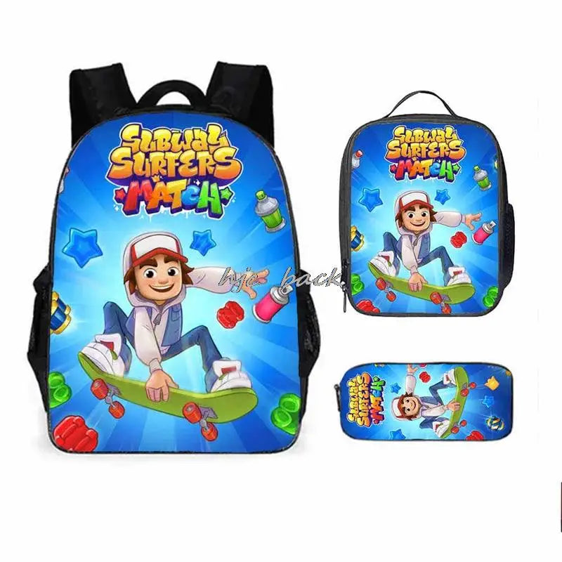 School Bags Girls Boys Subway Surfers Primary Kids School Backpcak 3Pcs Cartoon Schoolbags Kids Mochilas Escolar Infantil Gift