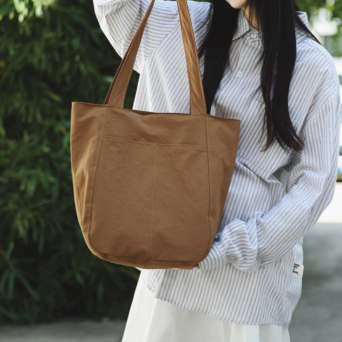 Large-Capacity Bag for Women, New Solid Color Canvas Bag, Suitable for College Students, Commuting, Shoulder Tote Bag, Handbag for Shopping, Hiking, Camping, and Travel