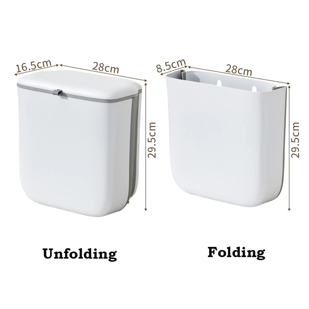 1PC 9L Collapsible Trash Can Trash Bin With Sliding Lid For RV Camping Boats Caravan Motorhome Car Trash Can RV Accessories