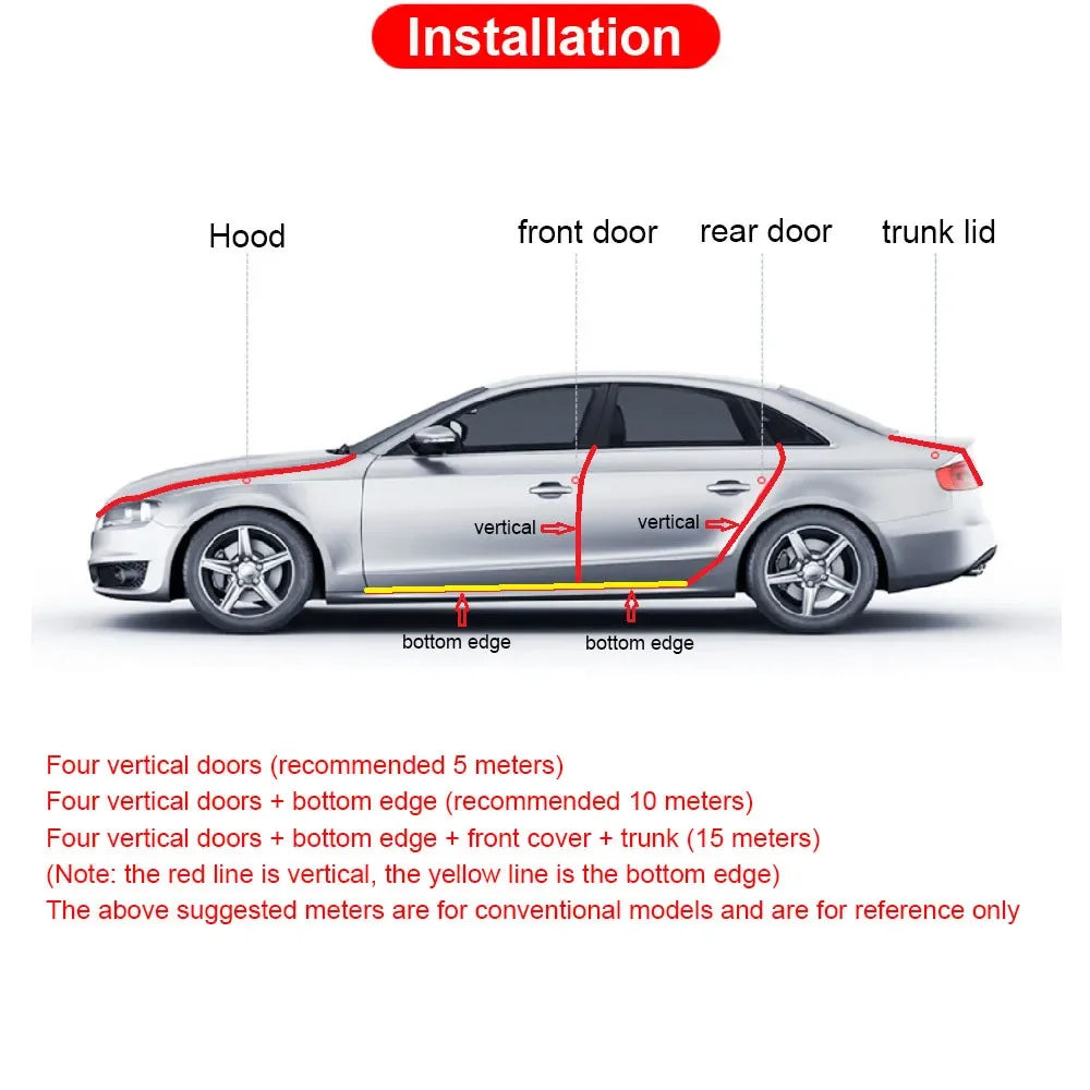 Car Door Protector Edge  With Steel CarstylingScratch Strip Guard Trim Automobile Door Noise reduction Anti Collision Protection
