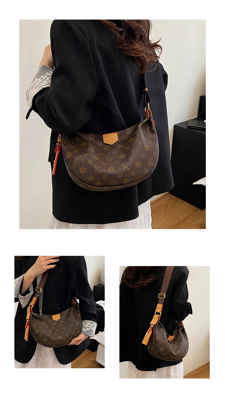 2025 Hobo Bag Monogram, Spacious Shoulder Purse for Women, Large Capacity Crossbody Tote, Fashion  Versatile Sling Bag