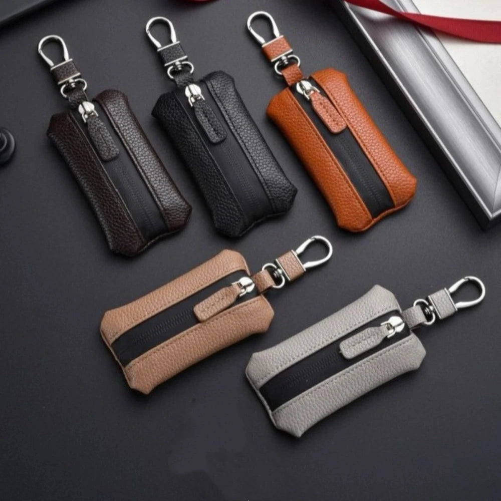 Luxury Car Key Bag Large Capacity Zipper Closure Mini Storage Bag Organizer Protection Cover Keychain Holder Travel Essential