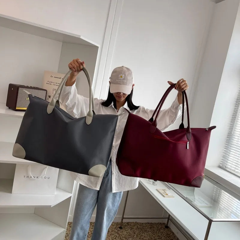 Portable Large Duffel Bag for Travel Lightweight Yet Durable Nylon Sport Tote Gym Bag Shoulder Weekender Overnight Bag for Women