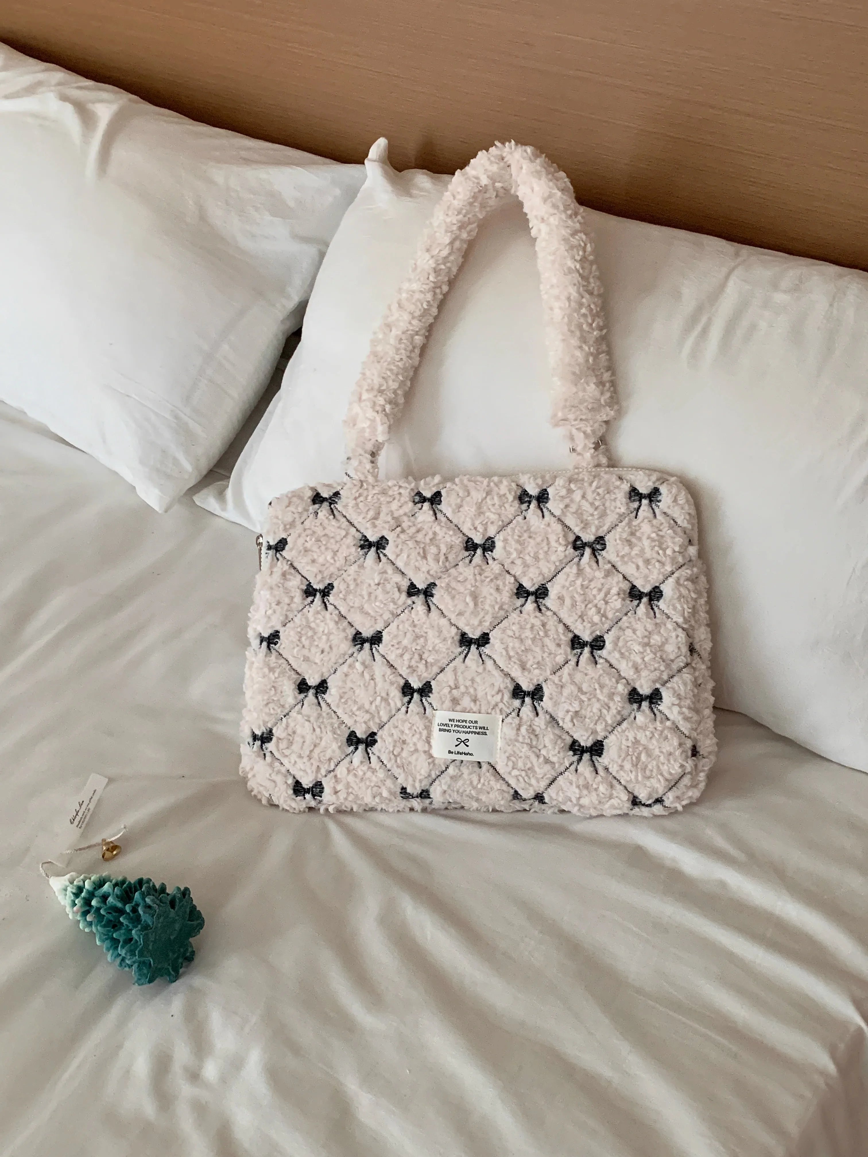 Cute Laptop Bag 13.3 14 15.6 For Macbook Air Pro 13 15 16 HP Huawei Asus Acer Dell Xiaomi Lenovo plush Shoulder Handbag