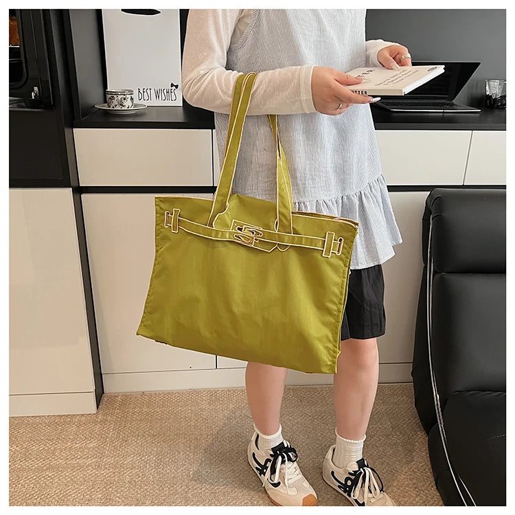 Funny Design Large Capacity Tote Bags 2025 New Casual Lightweight Nylon Shoulder Bag Versatile Canvas Bag Women Shopping Handbag