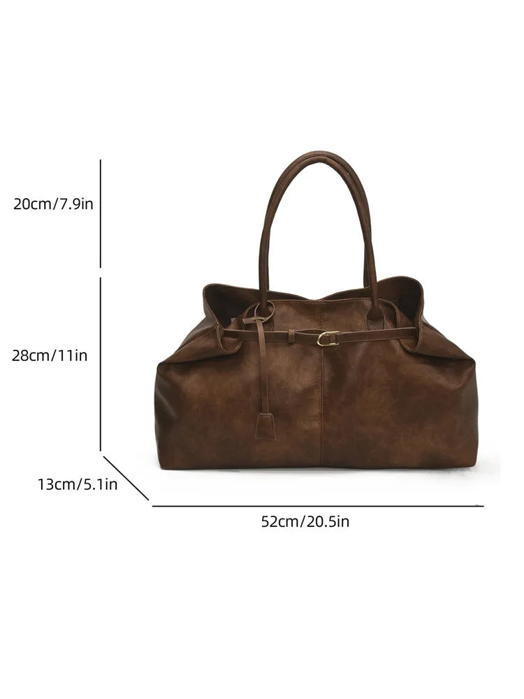 Women's Tote Bag, Large Capacity Soft Leather Shoulder Bag, Retro Casual Handbag, Perfect for Commuting Handbags Travel Bag