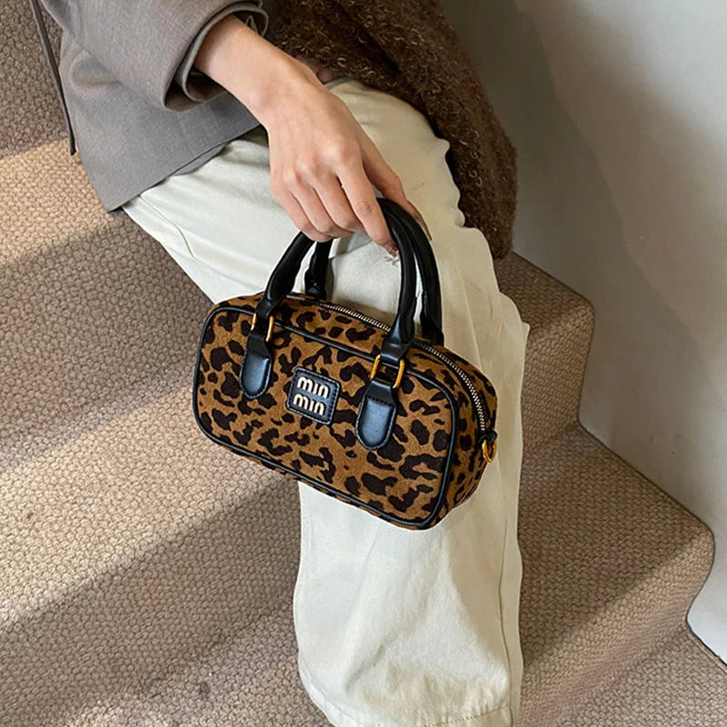 Luxury Brand Women Bag 2024 Winter Handbag Phone Purse Fashion Hobo Bag Satchel Retro Leopard Print Lady Shoulder Crossbody Bags