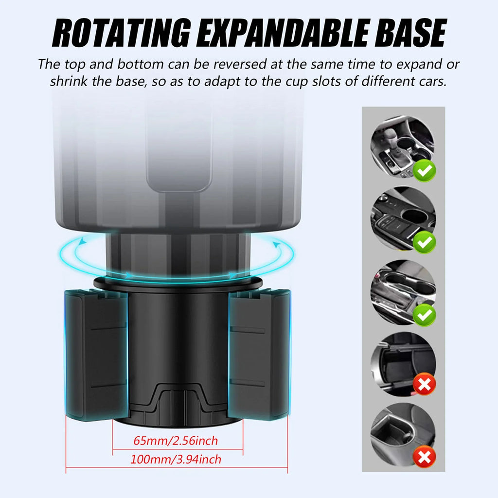 Large Car Cup Holder Expander With Adjustable Base Cup Holder Adapter Multipurpose Car Bottle Cups Organizer Storage Accessories