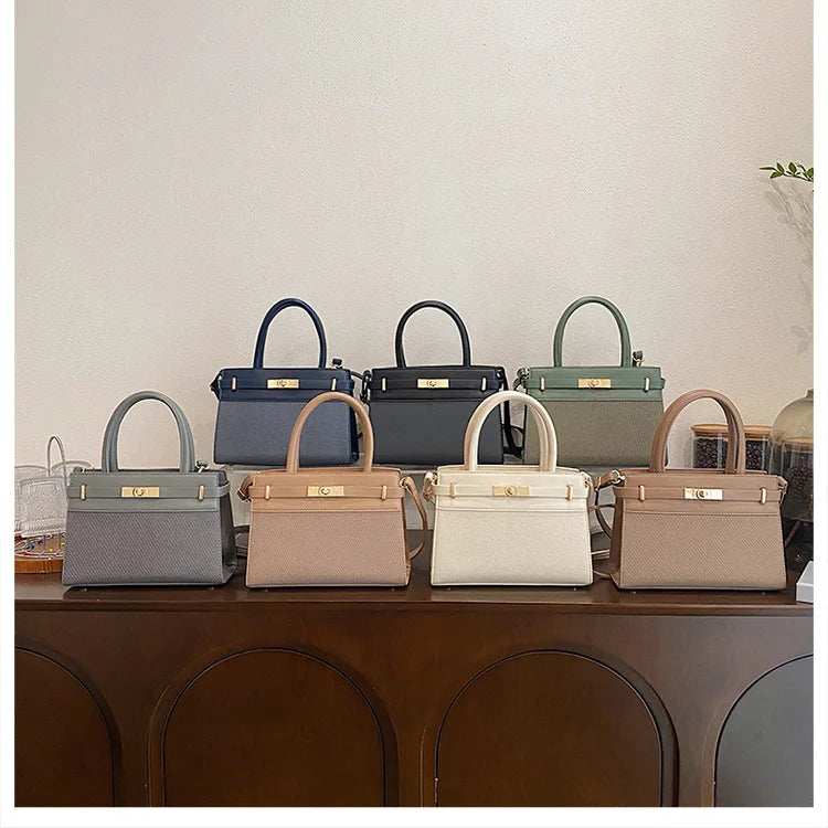 2025 Trapezoid Profile Purse | Twist-Lock Flap Shoulder Bag | Convertible Carry Crossbody with Top Handle