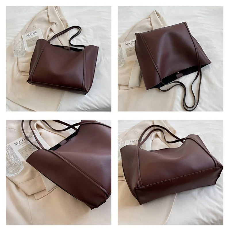 Large Capacity Shoulder Bag Trendy Pu Leather Tote Bags Solid Color Ladies Handbag Women's Fashion Underarm bags