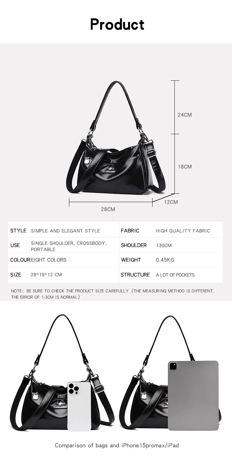 New Messenger Bags Women Fashion Handbags Retro Solid Color PU Leather Shoulder Underarm Bag Casual Women Handbags Designer Bag