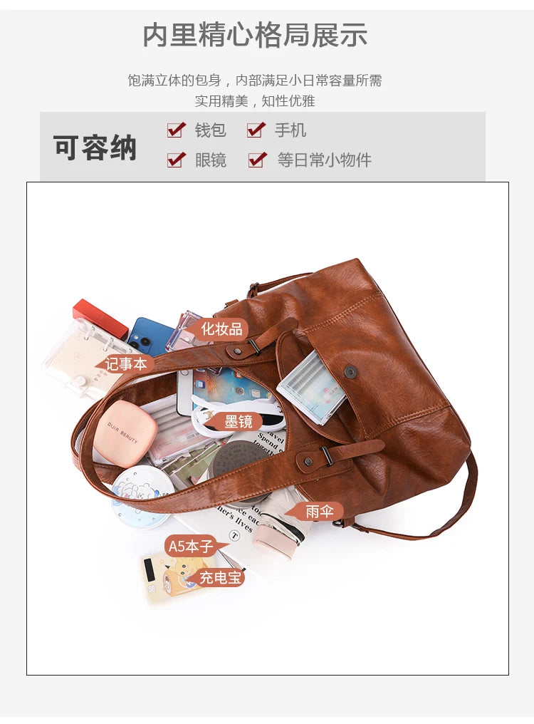 Luxury Soft Leather Handbags Designer Retro Crossbody Bags for Women 2023 New Large Capacity Ladies Shoulder Messenger Bag