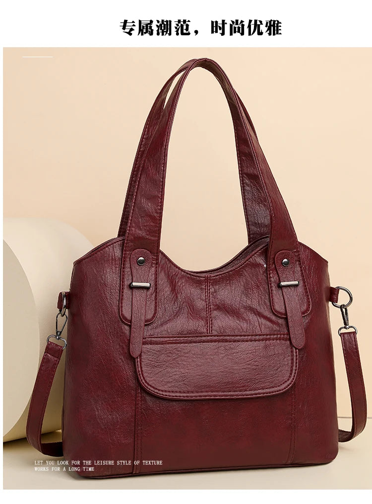 Luxury Soft Leather Handbags Designer Retro Crossbody Bags for Women 2023 New Large Capacity Ladies Shoulder Messenger Bag