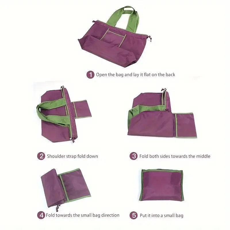 Large Capacity Foldable Drawstring Shopping Bag Reusable Casual Shopping Shoulder Bag Multifunctional Eco-friendly Storage Bag