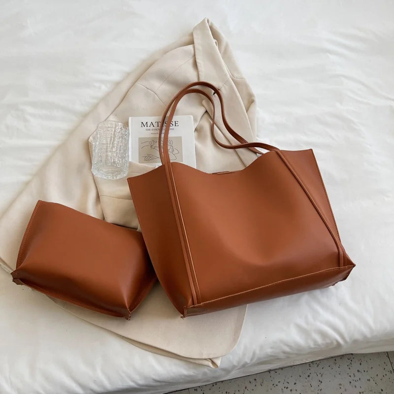 Large Capacity Shoulder Bag Trendy Pu Leather Tote Bags Solid Color Ladies Handbag Women's Fashion Underarm bags
