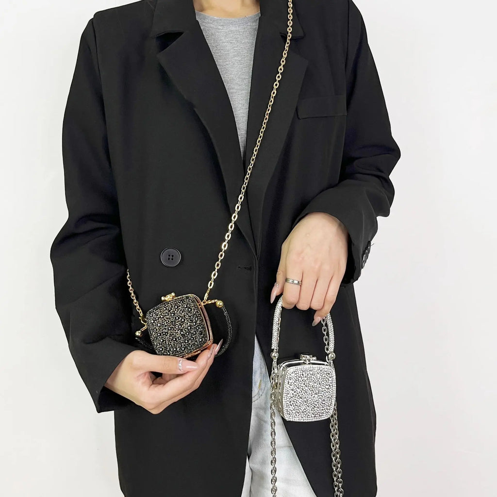 Banquet Bag for Women High-quality Acrylic Shoulder Bag with Mirror Designer Full Diamond Mini Crossbody Bag Cute Lipstick Bag