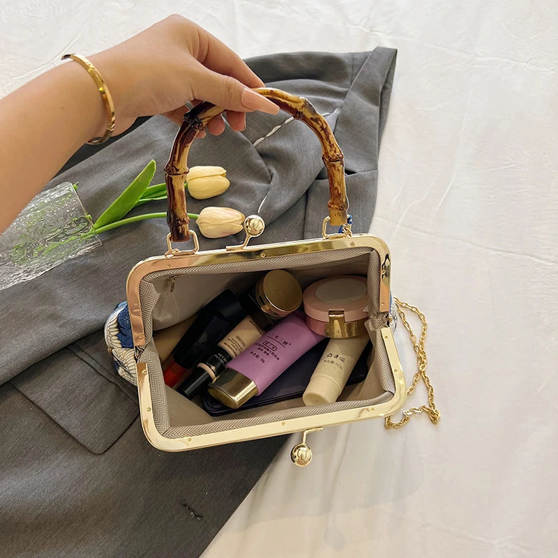 Luxury Evening Clutch Bag For Women Bride Wedding Clutch Purse Chain Shoulder Bags Small Party Handbag Rattan Handle Handle Tote