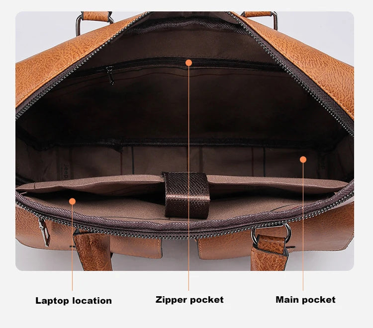 Luxury Brand Man Business Briefcase Bag PU Leather Messenger Shoulder Bag Men Office Lunch Bags For Laptop A4 File Male Handbags