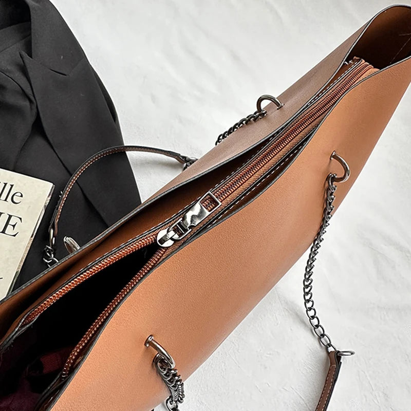 Luxury PU Leather Tote Bag For Women New Chains Shoulder Bag Large Capacity Handbag Travel Female Handle Bag bolso