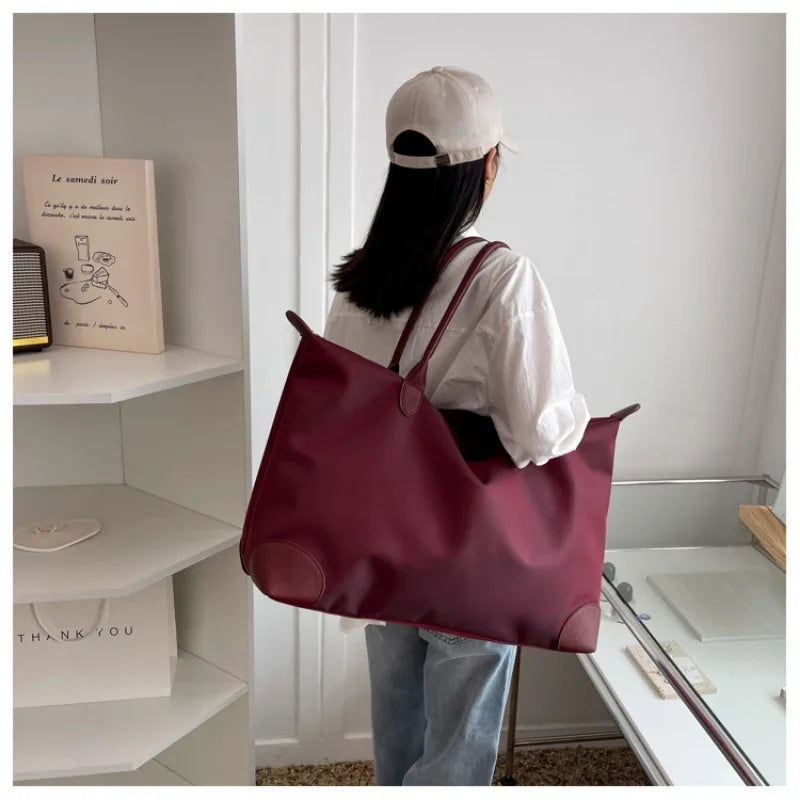 Portable Large Duffel Bag for Travel Lightweight Yet Durable Nylon Sport Tote Gym Bag Shoulder Weekender Overnight Bag for Women