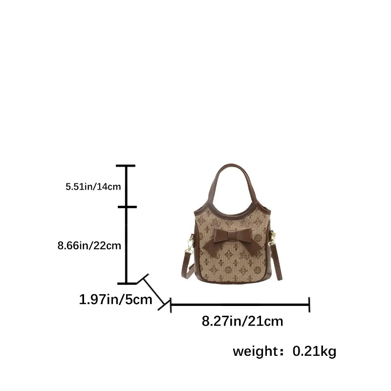 PU Hand-held Bow Bucket Bag Trendy Fashion Shoulder Bag Simple Versatile Women's Bag Commuter