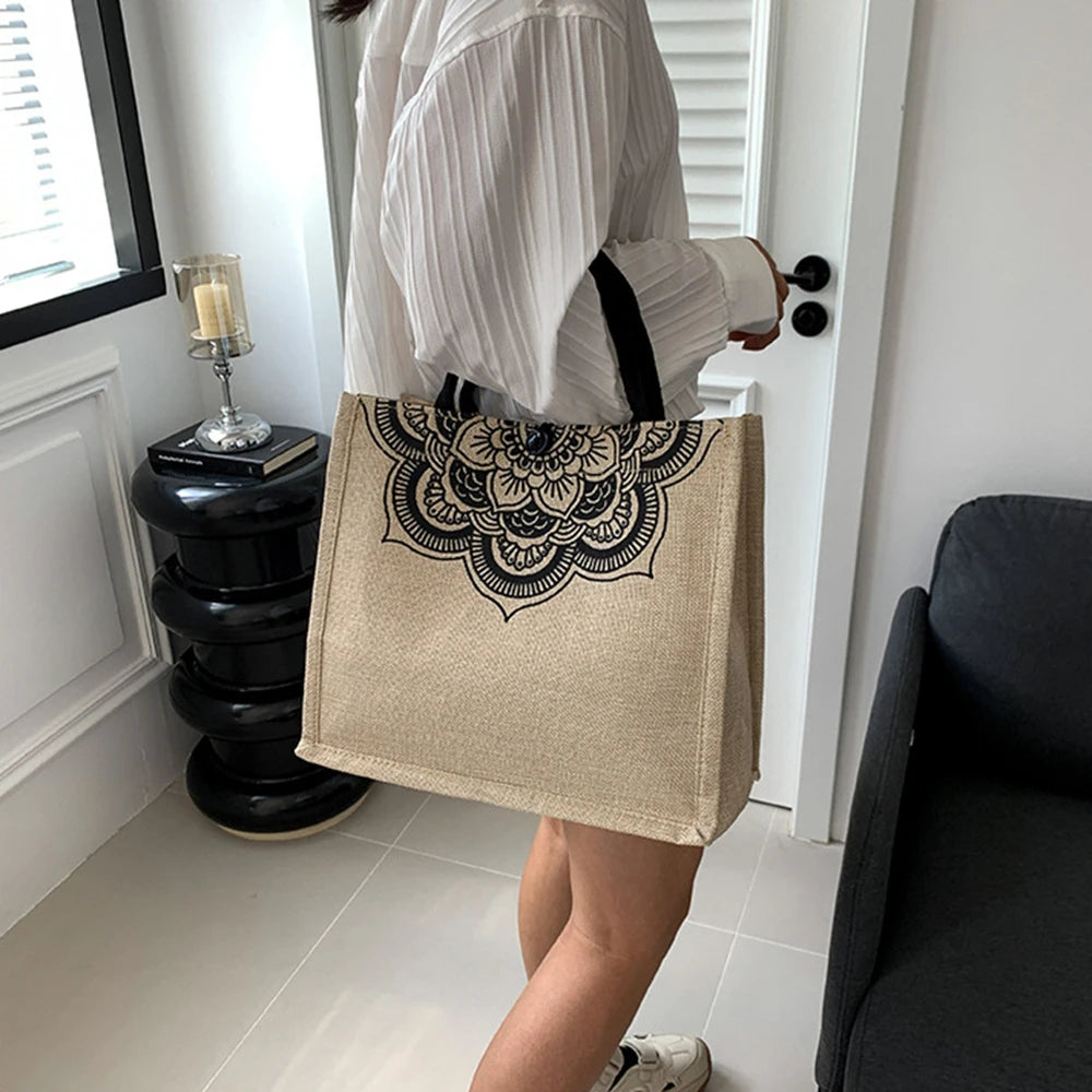 Canvas Handbags For Women Fashion Tote Beach Bags Reusable Shopping Bags Casual Large Capacity Designer Shoulder Pouch Bags