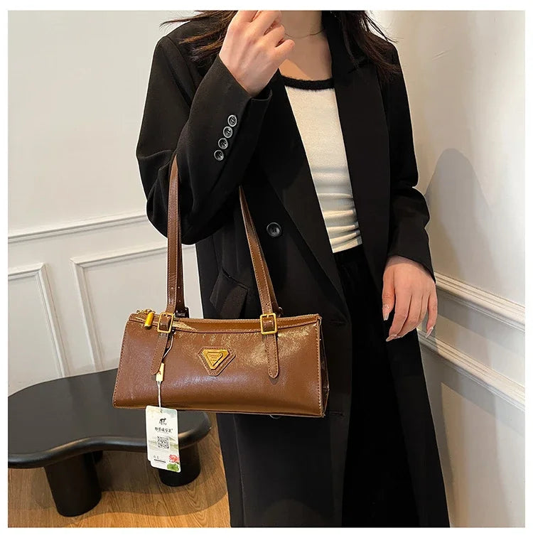 Luxury Brand Leather Messenger Bag, Women's Crossbody Bag For Ladies, Elegant Tote Bags With Famous Designer Popular Style