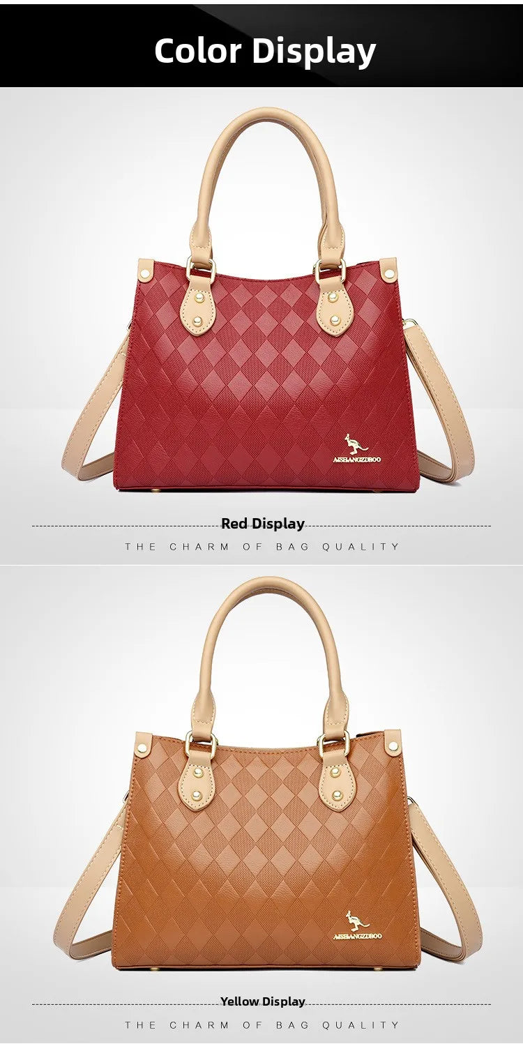 Fashionable Large Women's Handbag Shoulder Bag Crossbody Bag for Middle-Aged Mothers PU Material Boston Bag Style Summer Hot...