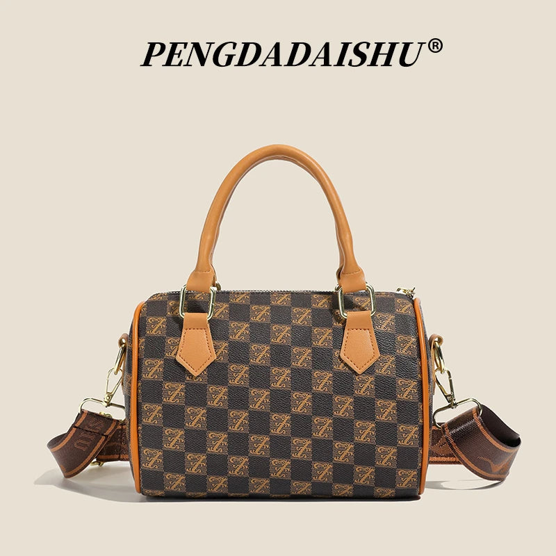 New vintage printed Boston handbag, trendy bags, versatile messenger bag