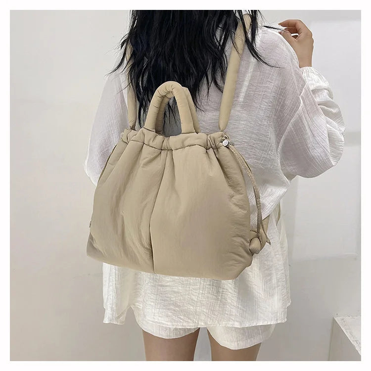 Women Shoulder Crossbody Bags Casual Nylon Padded Tote Bag Designer Soft Puffer Simple Vintage Large Capacity Handbags
