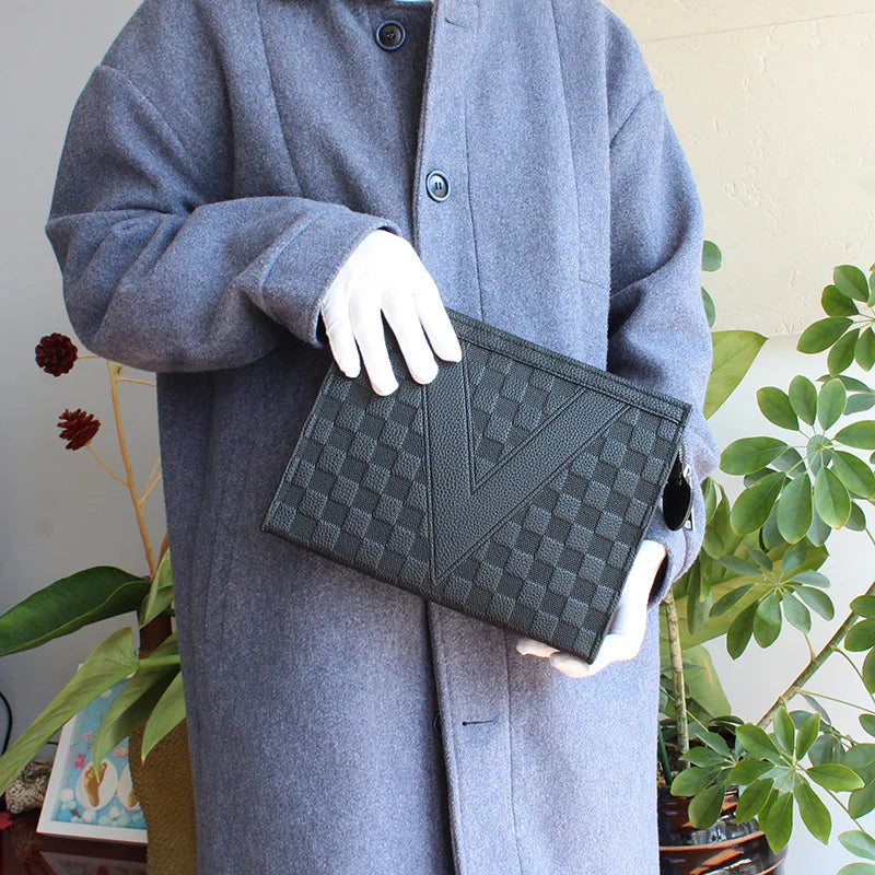 Luxury Men's Clutch Bag High-End Envelope Sle Casual Busin Wallet Trendy Handheld Soft Synthetic Leather for Young Men