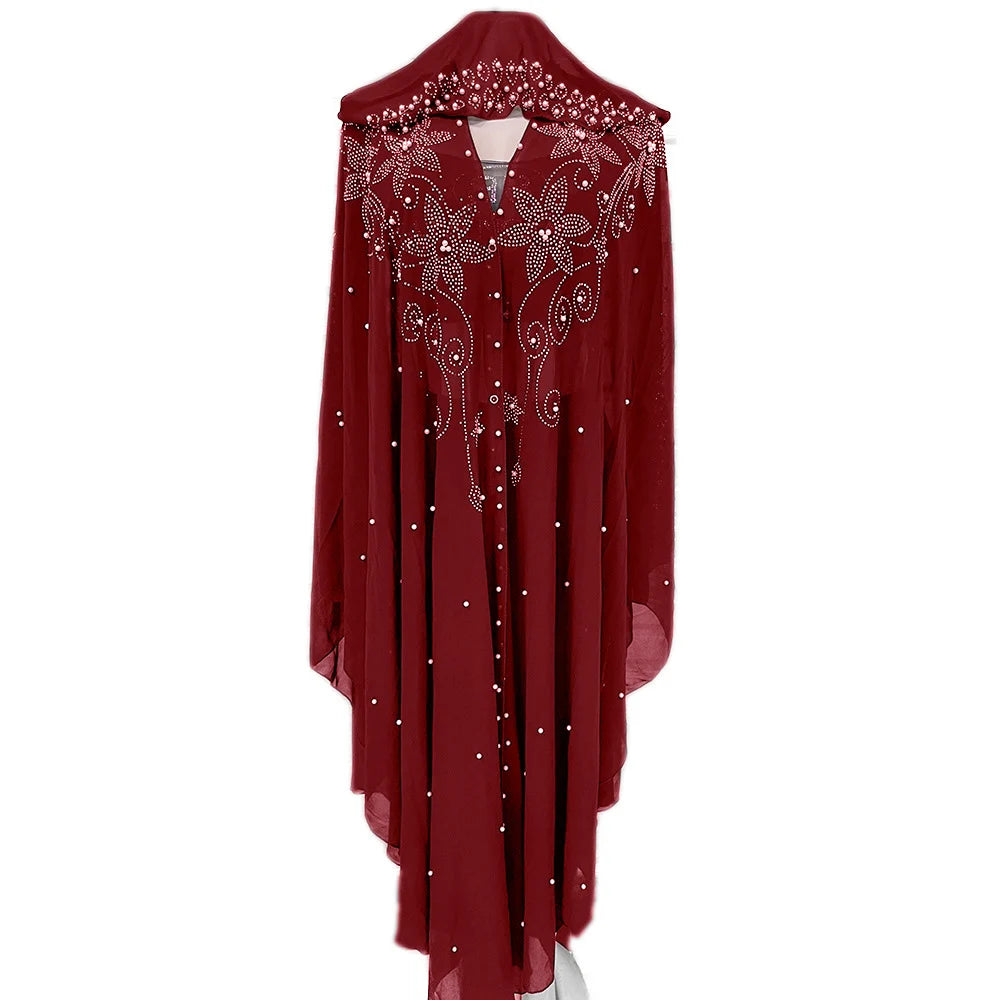 Abaya Morocco Kaftan Dubai Hooded Maxi Dress Bat Sleeve Farasha Kaftan Muslim Women African Open Kimono Boubou Evening Long Gown