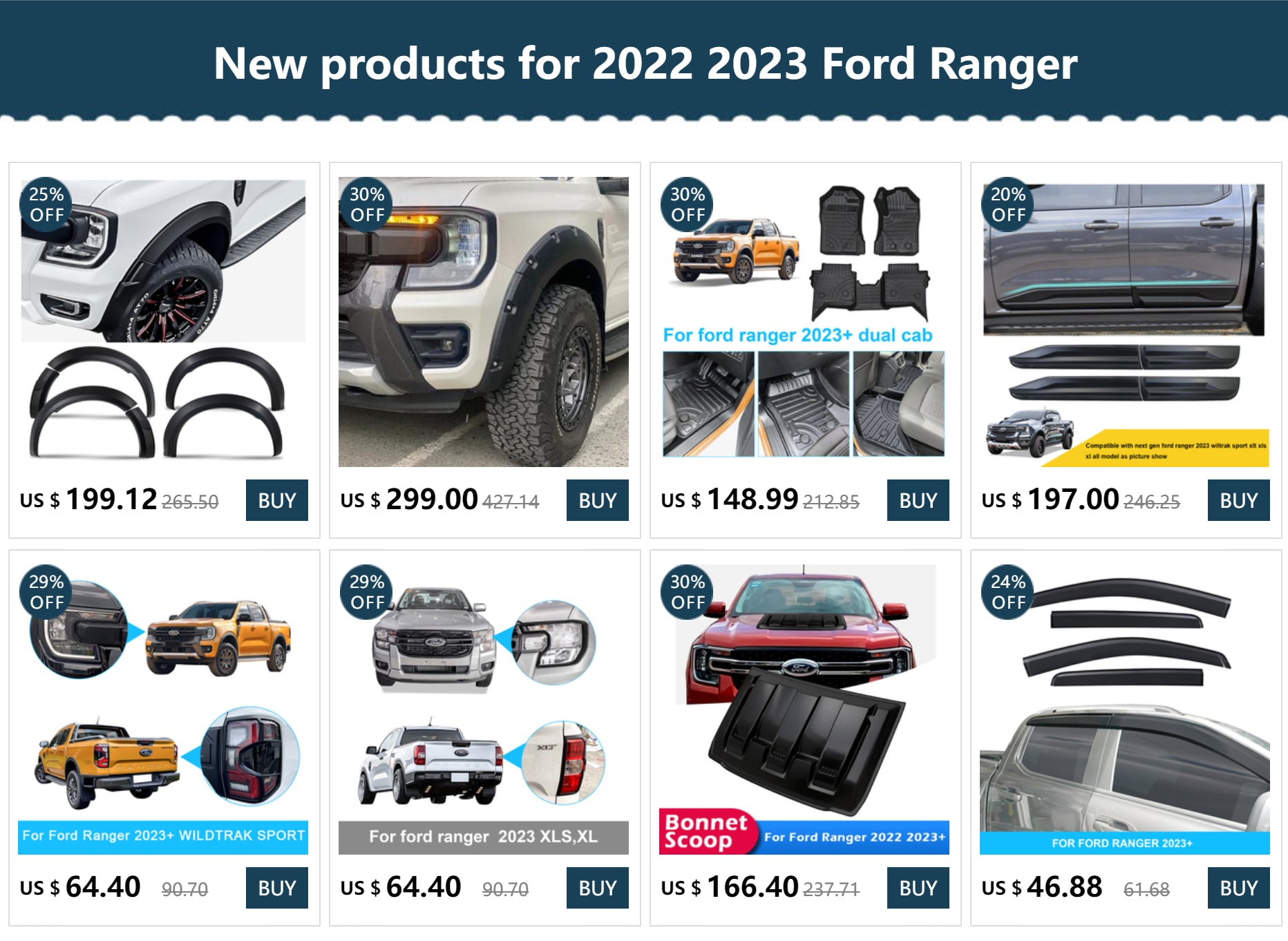 Sun Rain Guard Window Dflectors Window Visor  for Ford Ranger Raptor Next Gen 2023 2024 Double Cabin Model Weather Shield  4PCS