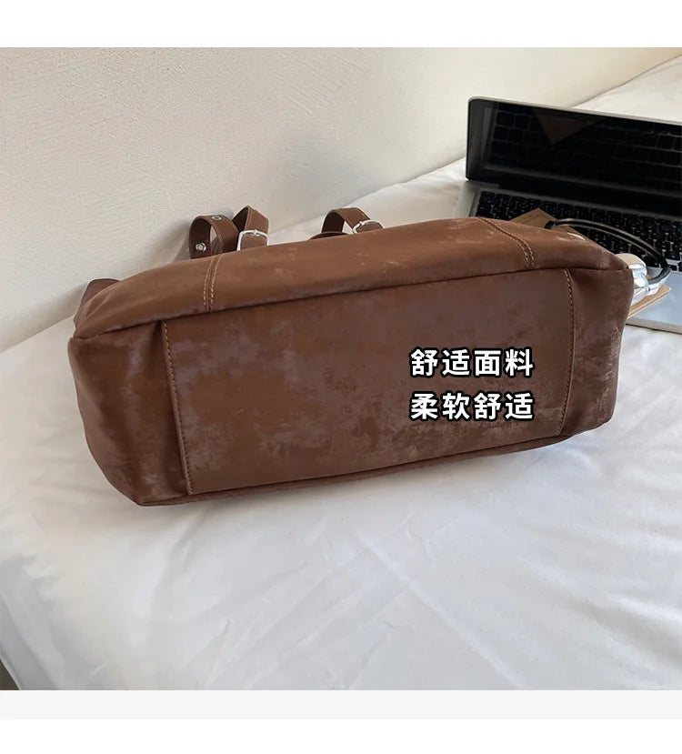 Personality Tote Bag for Women Solid Suede Pillow Underarm Bags Large Capacity Female Commute Shoulder Bags Matte Travel Pack