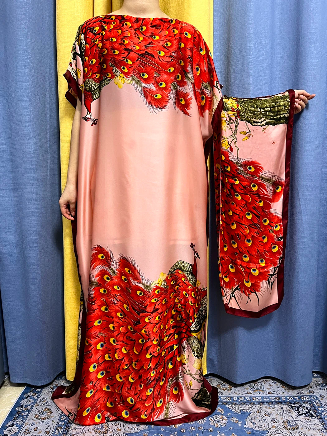 Muslim Silk Abayas For Women 2023 Fashion Print Islam Turkey Loose Elegant Femme Robe African Summer Ice Clothes With Headscarf