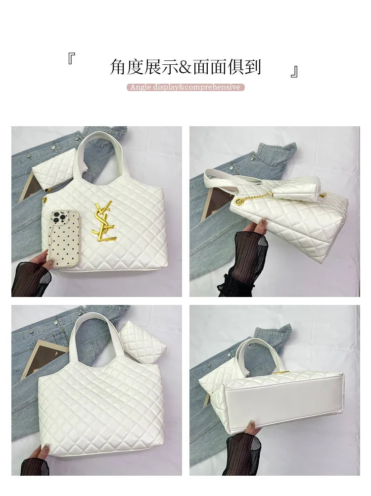 2025 New Women's Tote Bag Diamond Quilted Mother Daughter Purse, Retro Handheld Shoulder Bag, Spacious & Stylish, Casual/Office