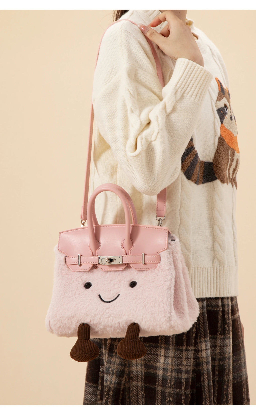 Cute Plu Crossbody Bag Women's Faionable Cartoon Handbag  Handbag Removable oulder Strap PU Leather Briti Sle