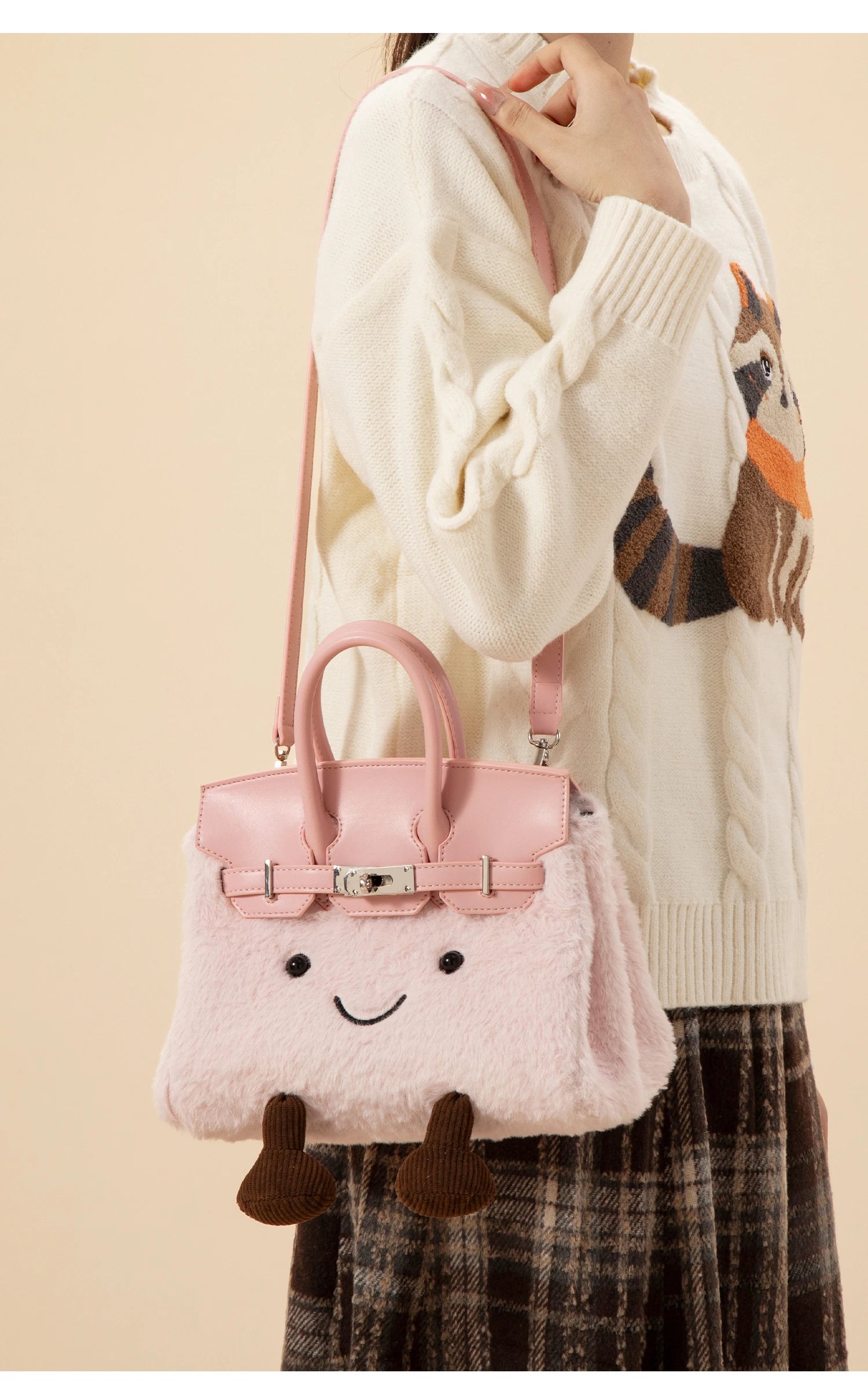 Cute Plu Crossbody Bag Women's Faionable Cartoon Handbag  Handbag Removable oulder Strap PU Leather Briti Sle