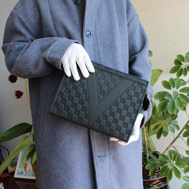 Luxury Men's Clutch Bag High-End Envelope Sle Casual Busin Wallet Trendy Handheld Soft Synthetic Leather for Young Men