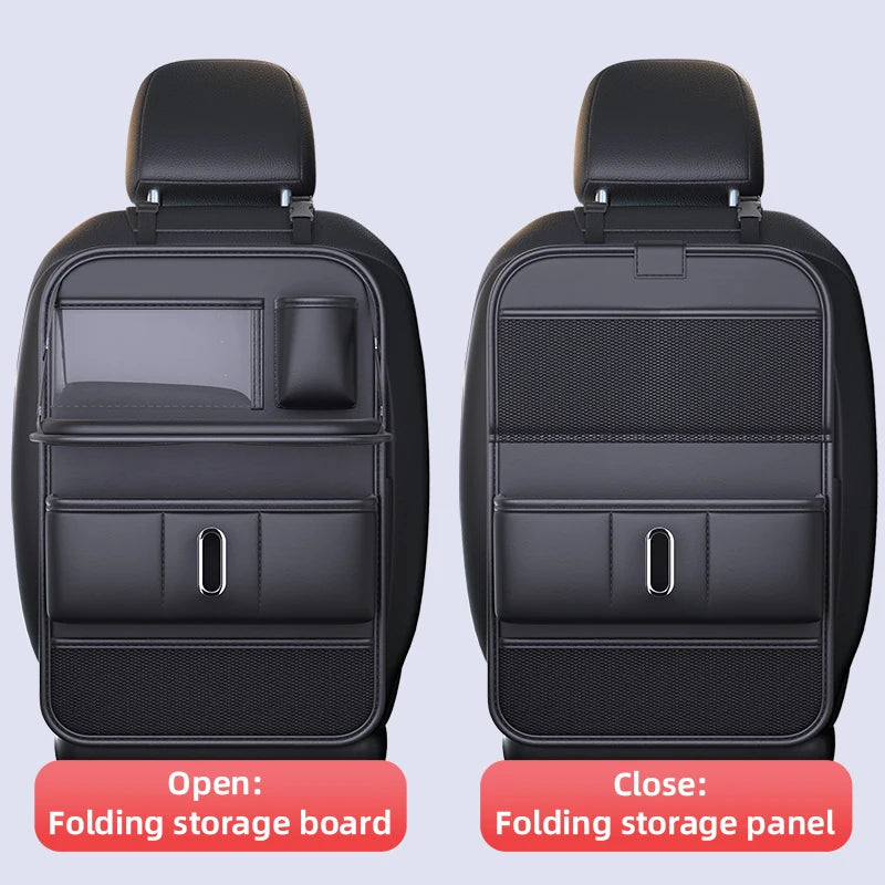 Car Seat Back Organizer for Kids with Foldable Tray Multi-Pocket Storage Bag Wear-Resistant Anti-Kick Pad Backseat Organization