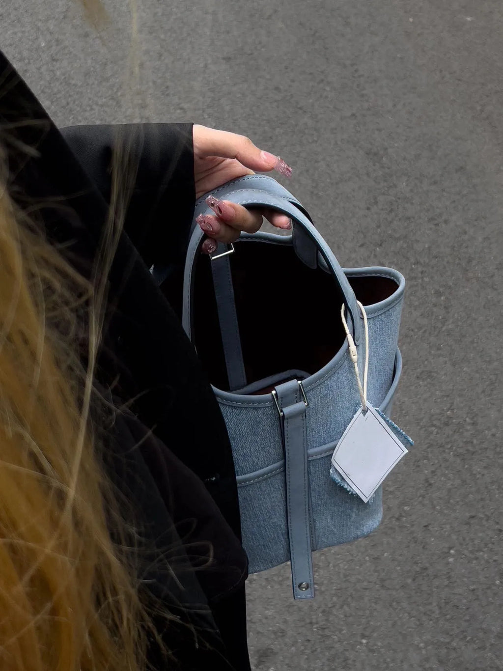 Large Capaci Denim Tote Bag Women's Handbag Buet Sle Fall Winter Market Basket Bag Faionable And Practical Ladies Purse