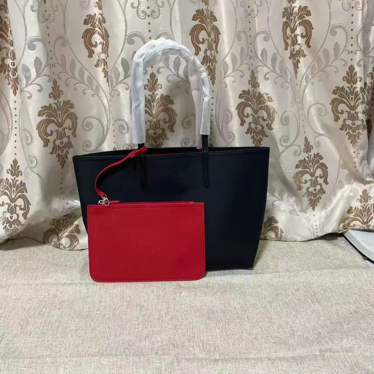 Large Capacity Fashionable Simplistic French Crocodile Ladies Shoulder Bag Double Sided Color Block Handbag Tote Bag