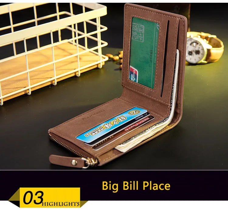 Men Wallets Leather Wallet Money Bag Credit Card Holder Dollar Bill Wallet Clutch Purse for Boy Short Wallets Cartera Hombre New