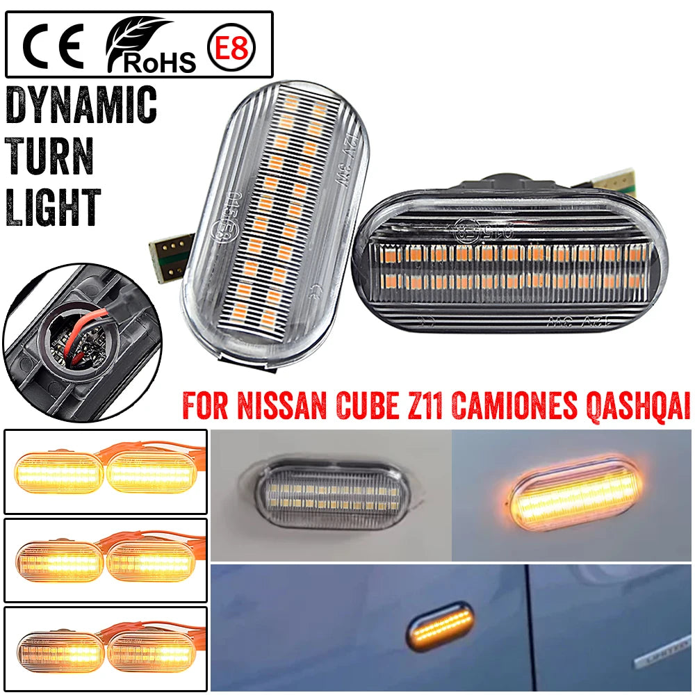 New LED Dynamic Turn Signal Light For Nissan Tiida C11 Note E11 Micra K12 NP300 Navara D40 Qashqai J10 Side Mirror Repeater Lamp