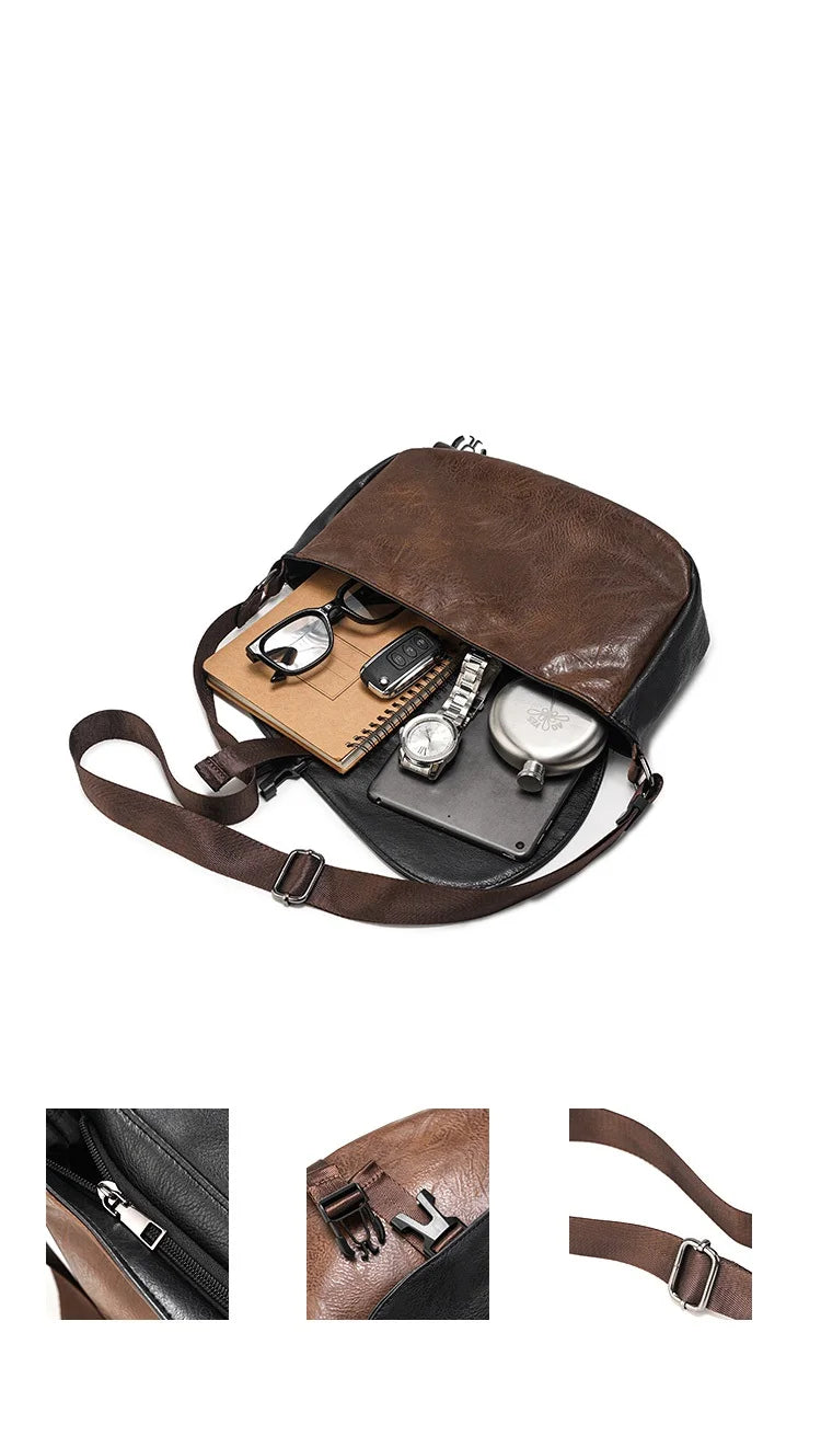 Trendy Men's Retro Small Satchels Bag Versatile Commuting Shoulder Bags New Fashion Postman Bags For Cool Boys