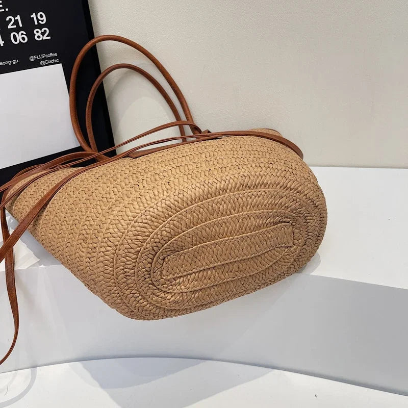 Luxury Designer Straw Beach Bag Large Capacity Beach Shoulder Bag For Women Summer Raffia Handbag Shopper Basket Tote Travel Bag