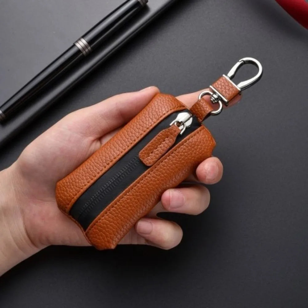 Luxury Car Key Bag Large Capacity Zipper Closure Mini Storage Bag Organizer Protection Cover Keychain Holder Travel Essential
